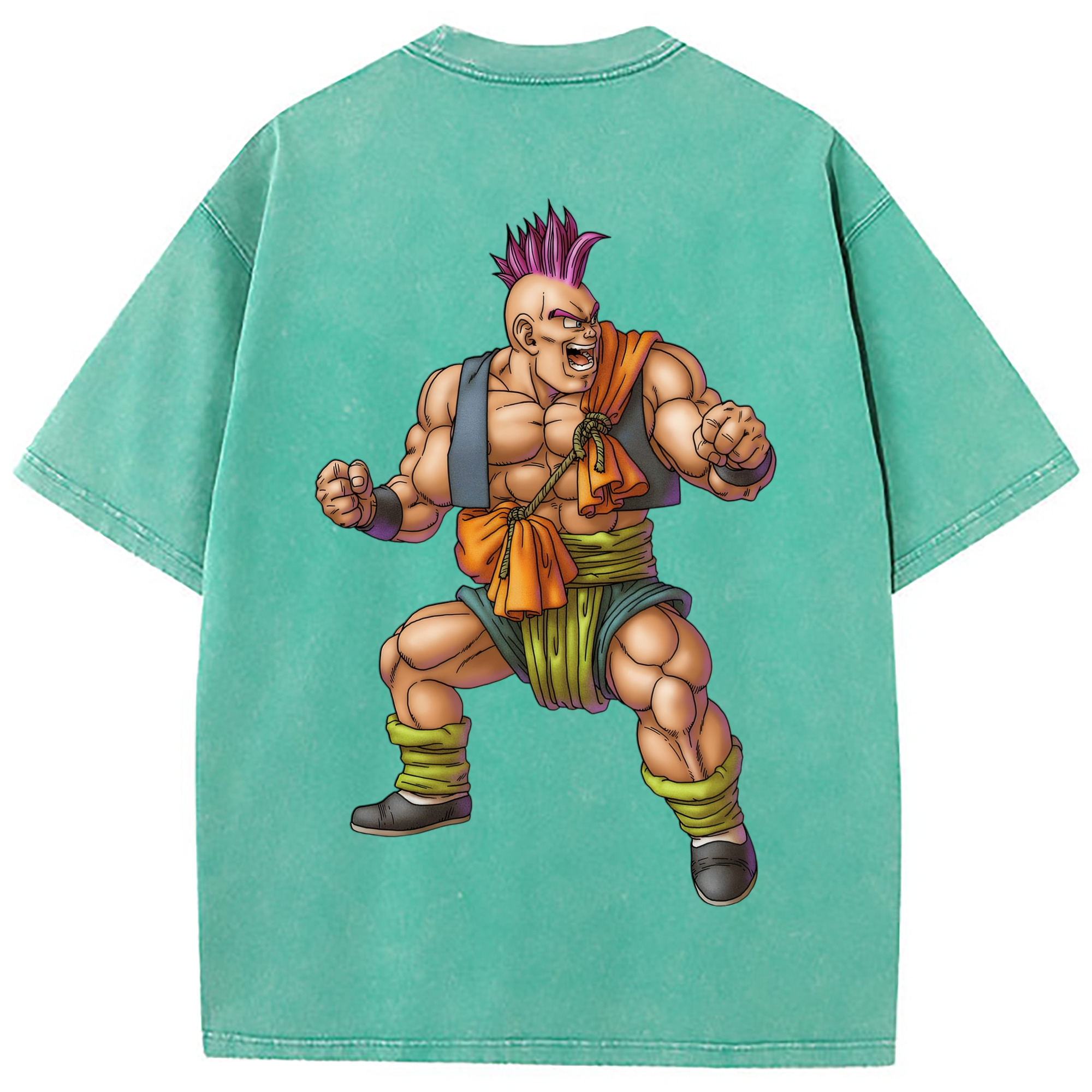 （画像用） ドラゴンクエスト Doragon Kuesuto Dragon Quest 綿100% ヴィンテージ風 半袖Tシャツ（背面プリント）